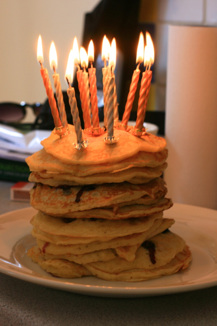 pancake birthday cake